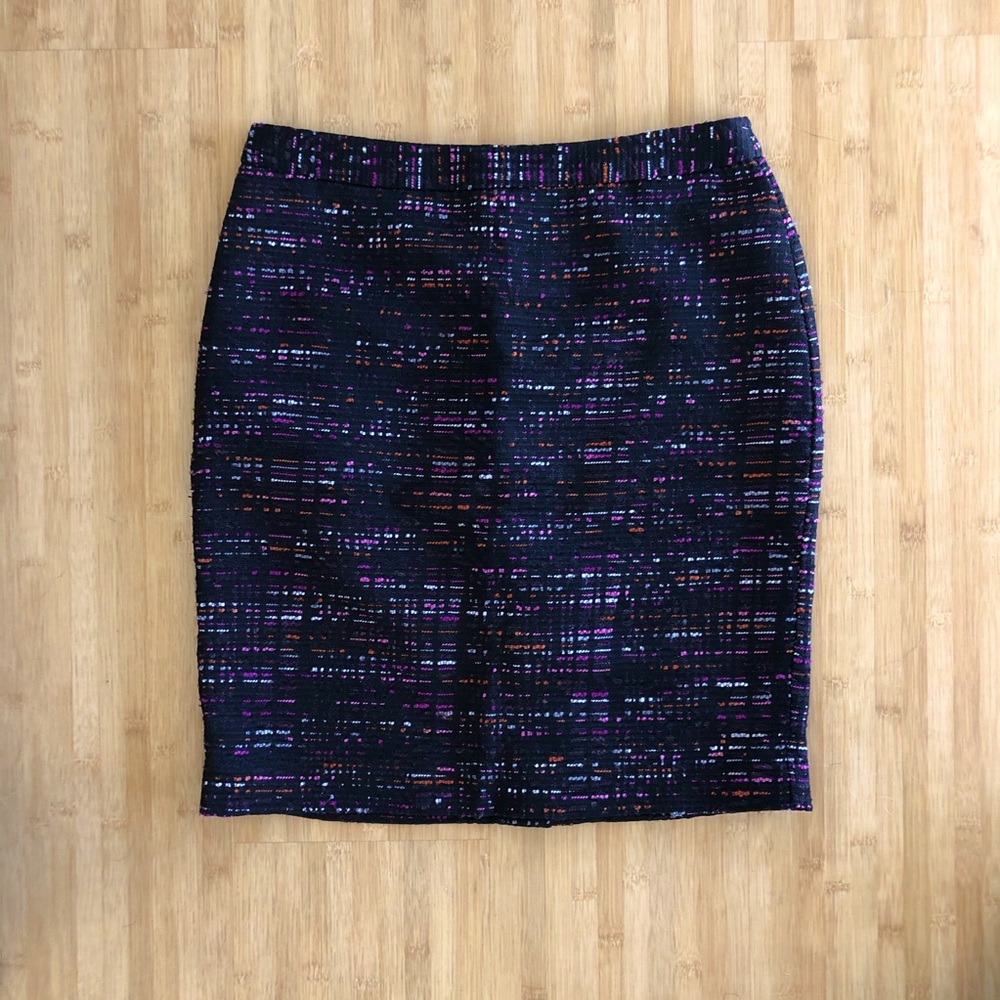 LOFT Tweed Black and Pink Mini Skirt